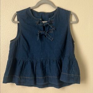 Bow Front Denim Sleeveless Top